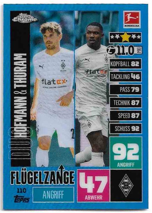 Blue Flugelzange HOFMANN/THURAM 20-21 Topps Chrome Match Attax Bundesliga /150