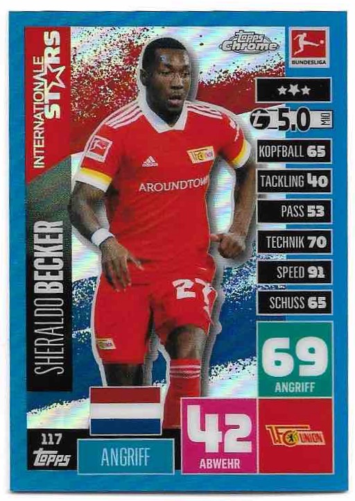 Blue Inter. Star SHERALDO BECKER 20-21 Topps Chrome Match Attax Bundesliga /150