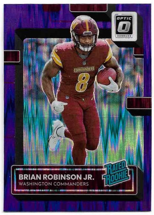 Purple Shock Rated Rookie BRIAN ROBINSON JR. 2022 Panini Donruss Optic Football