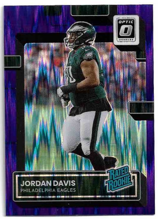 Purple Shock Rated Rookie JORDAN DAVIS 2022 Panini Donruss Optic Football