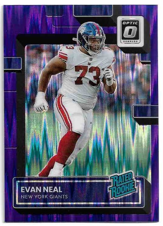 Purple Shock Rated Rookie EVAN NEAL 2022 Panini Donruss Optic Football