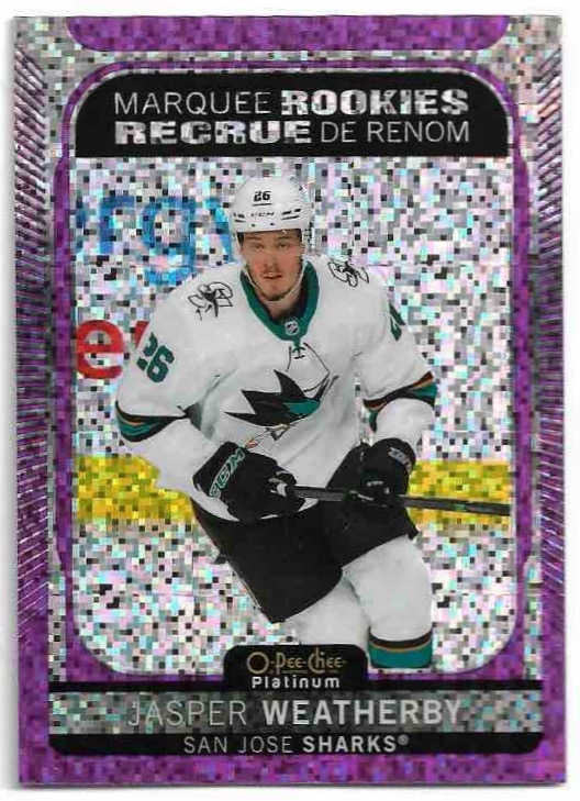 Violet Pixels Marquee Rookie JASPER WEATHERBY 21-22 UD O-Pee-Chee Platinum /299