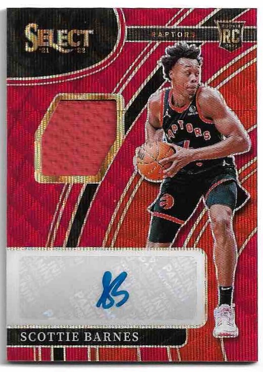Auto Jersey Rookie Red Wave SCOTTIE BARNES 21-22 Panini Select Basketball