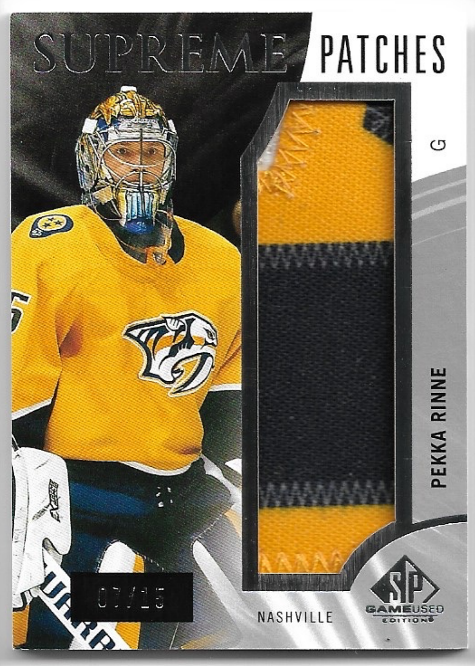 Supreme Patches PEKKA RINNE 20-21 SP Game Used /15