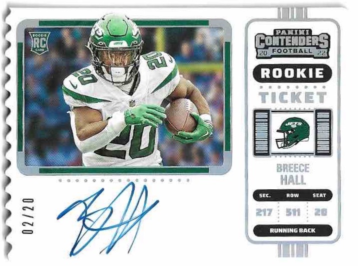 Auto Rookie Variation Ticket BREECE HALL 2022 Panini Contenders Football /20