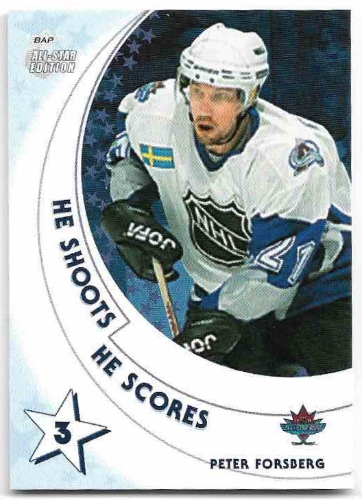 He Shoots He Scores PETER FORSBERG 02-03 In the Game Be A Player All-Star E.