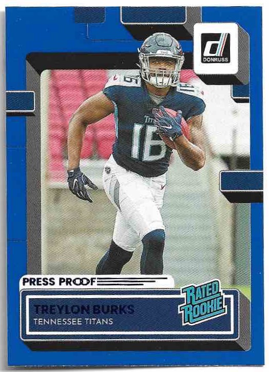 Blue Press Proof Rated Rookie TREYLON BURKS 2022 Panini Donruss Football