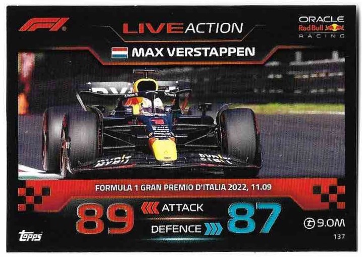 Live Action MAX VERTAPPEN 2023 Topps Turbo Attax