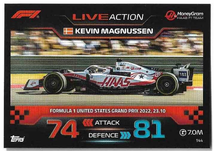 Live Action KEVIN MAGNUSSEN 2023 Topps Turbo Attax