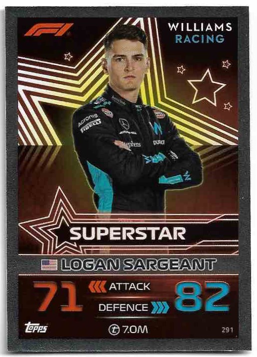 Superstar LOGAN SARGEANT 2023 Topps Turbo Attax