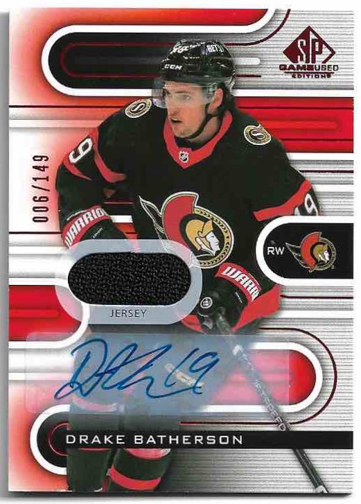 Auto Jersey Red DRAKE BATHERSON 22-23 UD SP Game Used /149