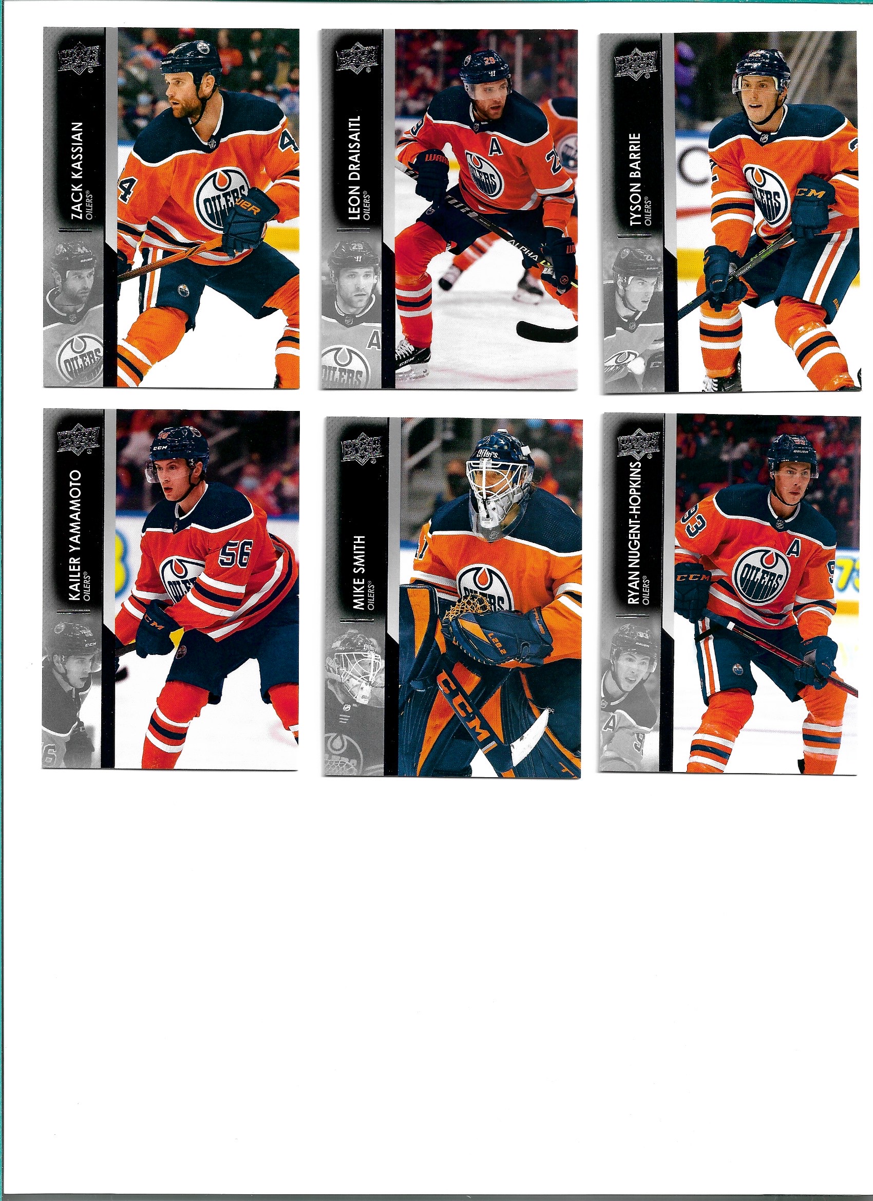 LOT řadových karet EDMONTON OILERS 21-22 UD Serie 2 (6 kusů karet)