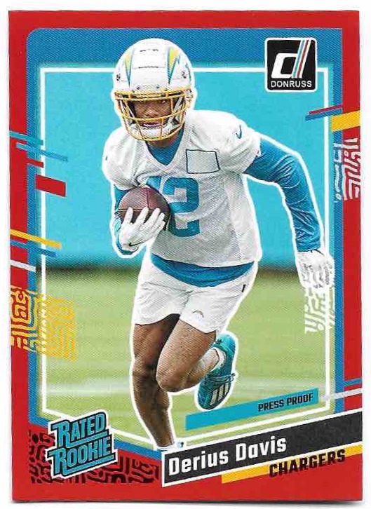 Red Press Proof Rated Rookie DERIUS DAVIS 2023 Panini Donruss Football