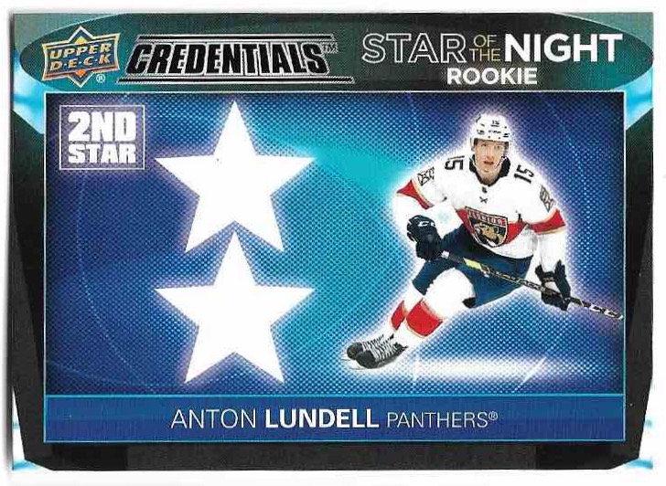 Rookie Star of the Night ANTON LUNDELL 21-22 UD Credentials