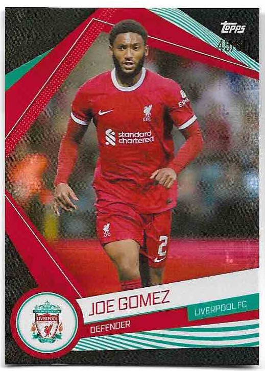 Limited Black JOE GOMEZ 23-24 Topps Liverpool Fan Set /50