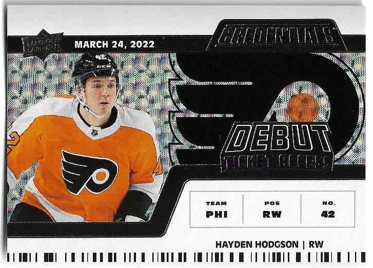 Rookie Horizontal Debut Ticket Access HAYDEN HODGSON 22-23 UD Credentials /999