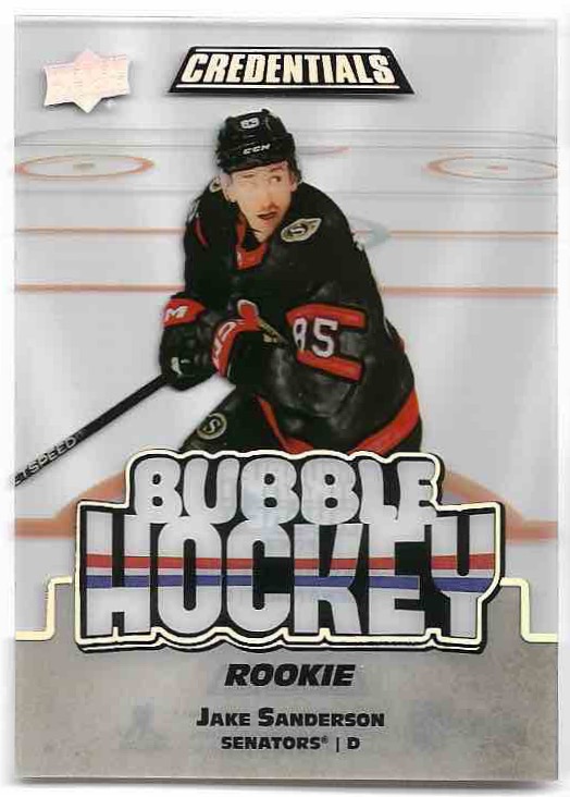 Rookie Accetate Bubble Hockey JAKE SANDERSON 22-23 UD Credentials