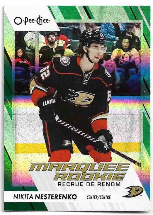 Green Rainbow Foil Marquee Rookie NIKITA NESTERENKO 23-24 UD O-Pee-Chee OPC /33