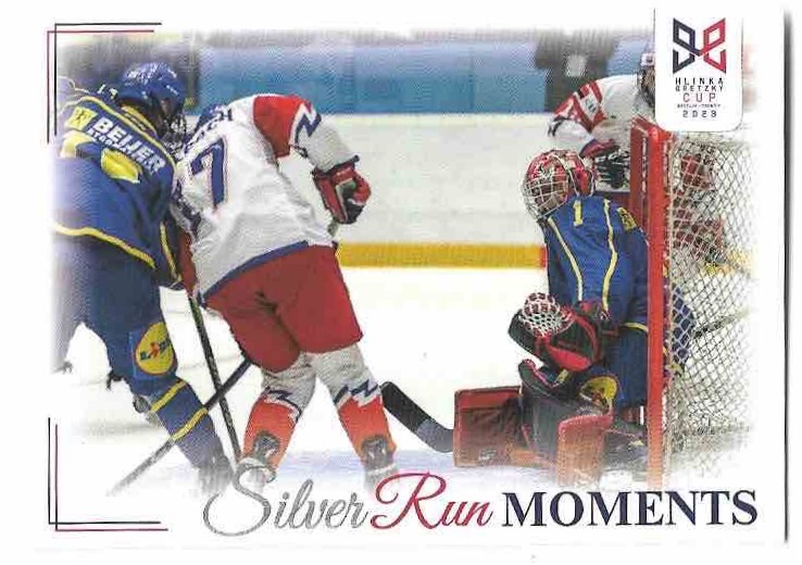 Silver Run Moments Tittlbach v šanci před gólmanem Livem 2023 Legendary Cards Hlinka Gretzky Cup