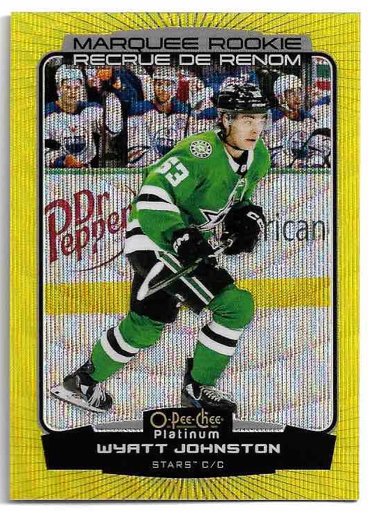 Marquee Rookies Neon Yellow Surge WYATT JOHNSTON 22-23 UD O-Pee-Chee OPC Platinum