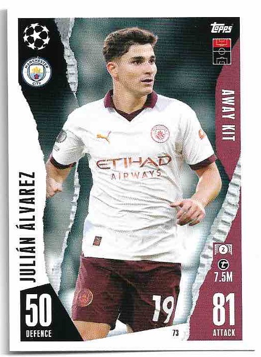 Away Kit JULIAN ALVAREZ 23-24 Match Attax Extra UCL
