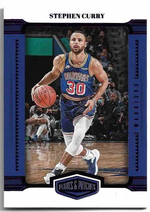 Purple Plates & Patches STEPHEN CURRY 21-22 Panini Chronicles Basketball /49 (malá rýha na horní hraně)