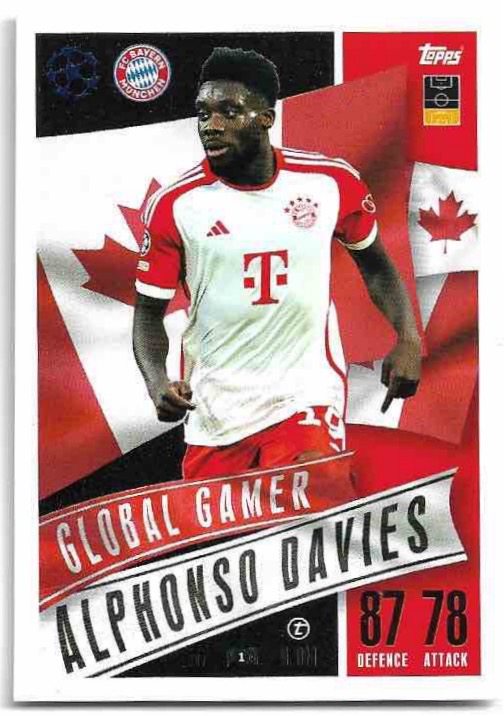 Global Gamer ALPHONSO DAVIES 23-24 Match Attax Extra UCL