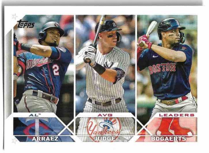 Batting AVG Leaders ARRAEZ/JUDGE/SOGAERTS 2023 Topps Series 1 Baseball