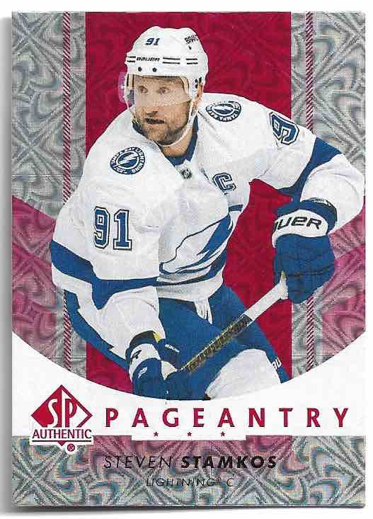 Red Pageantry STEVEN STAMKOS 22-23 UD SP Authentic (lehce barva zezadu)