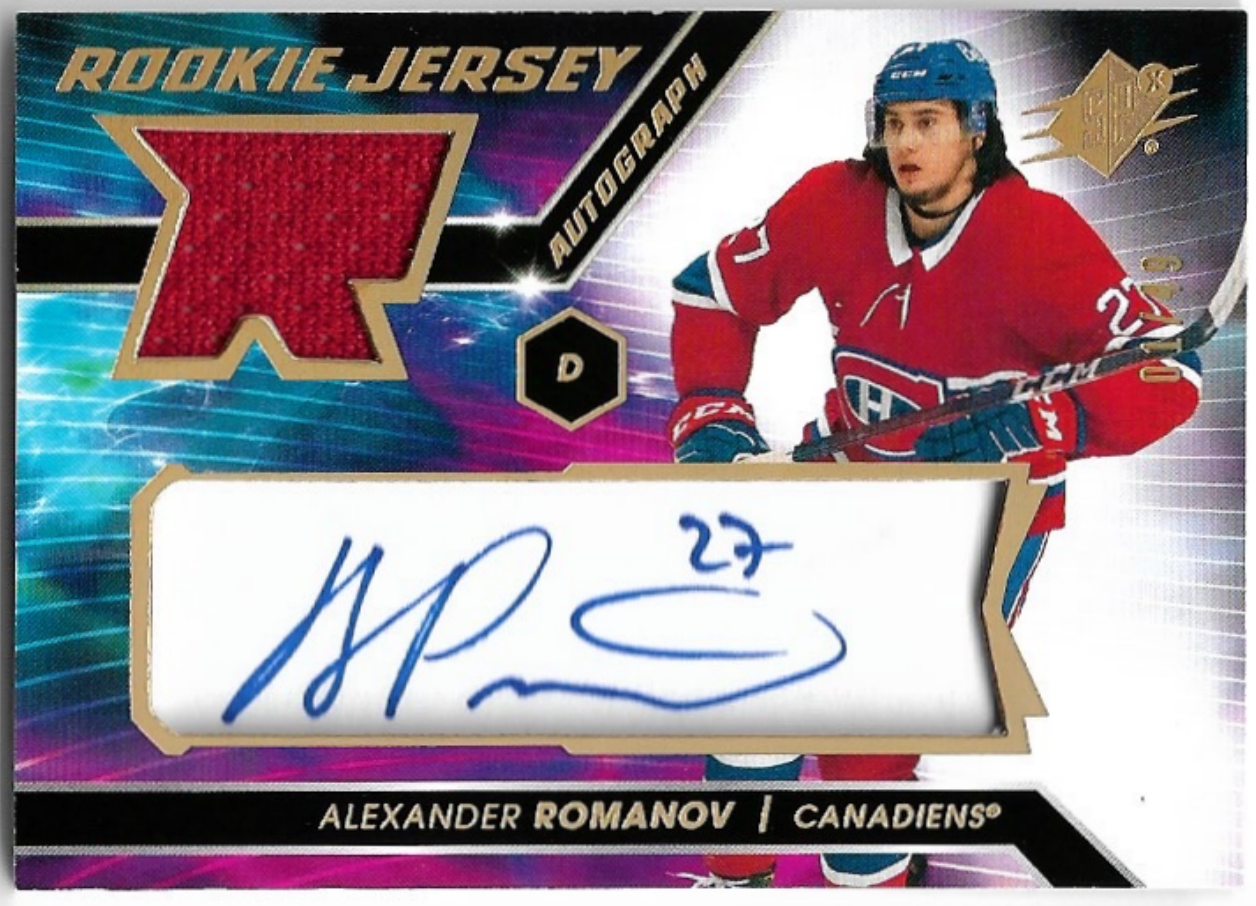 Rookie Jersey Spectrum Autograph ALEXANDER ROMANOV 20-21 SPx /49