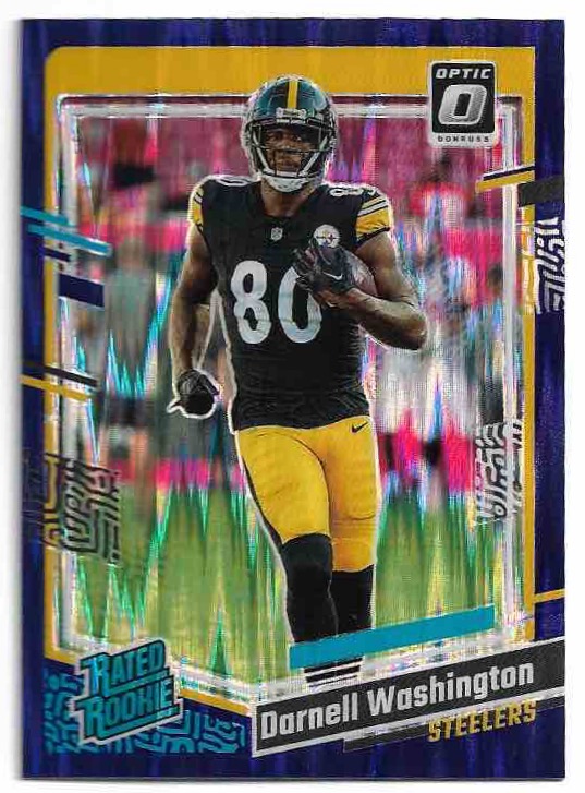 Purple Shock Rated Rookie DARNELL WASHINGTON 2023 Panini Donruss Optic Football