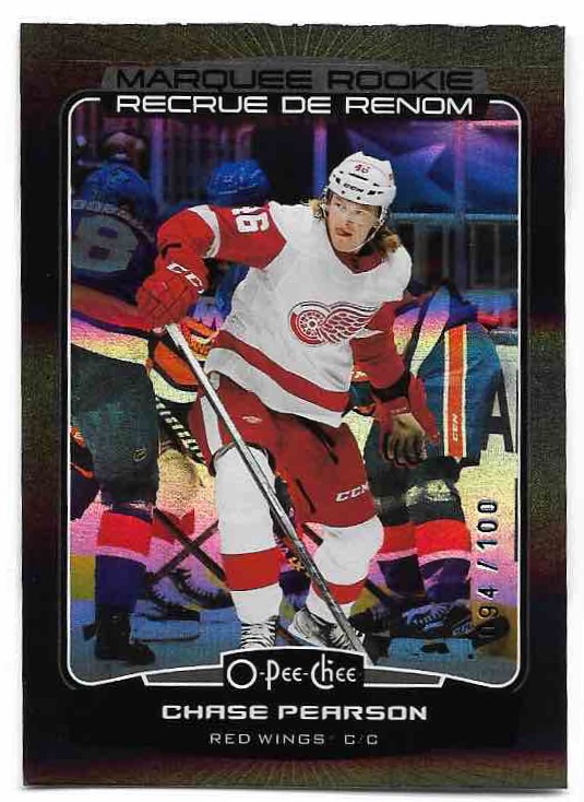 Marquee Rookie Rainbow Foil Black CHASE PEARSON 22-23 UD O-Pee-Chee /100 (špatná horní hrana)