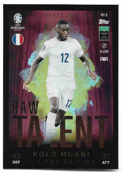 Limited Edition Raw Talent RANDAL KOLO MUANI 2024 EURO Match Attax