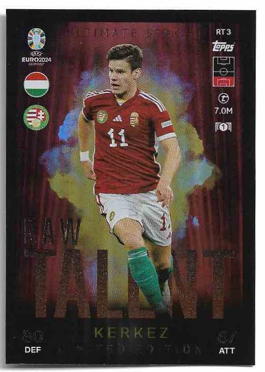 Limited Edition Raw Talent MILOS KERKEZ 2024 EURO Match Attax