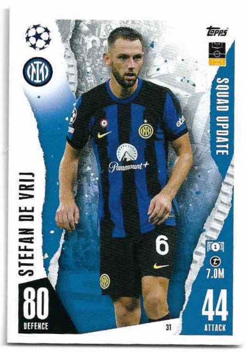 Squad Update STEFAN DE VRIJ 23-24 Match Attax Extra UCL