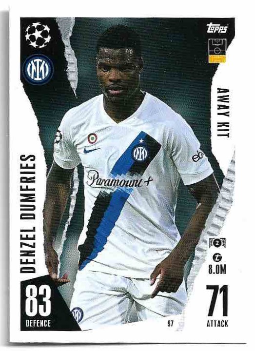 Away Kit DENZEL DUMFRIES 23-24 Match Attax Extra UCL