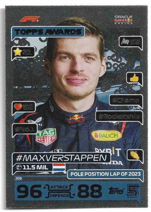 Foil Topps Awards MAX VERSTAPPEN 2024 Topps Turbo Attax