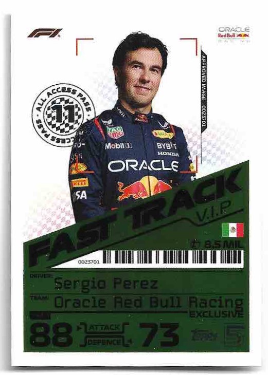 Exclusive Fast Track SERGIO PEREZ 2024 Topps Turbo Attax
