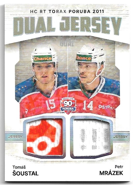 Jersey Neon Dual Jersey TOMÁŠ ŠOUSTAL/PETR MRÁZEK 23-24 GOAL Cards Chance liga 2.série /5