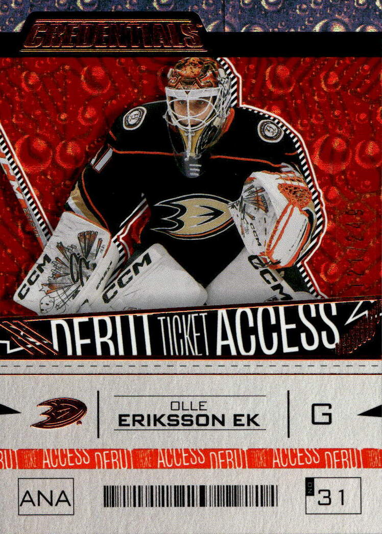 Rookie Orange Debut Ticket Acess OLLE ERIKSSON EK 23-24 UD Credentials /249