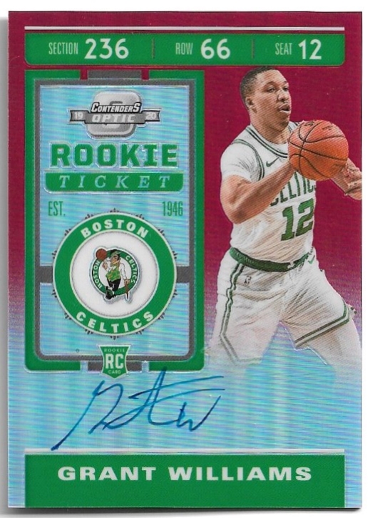 Auto Rookie Red Prizm Ticket GRANT WILLIAMS 19-20 Panini Contenders Optic Basketball /149