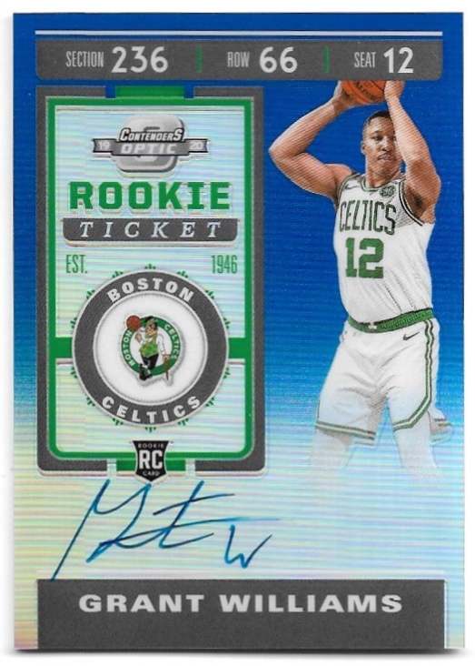 Auto Rookie Variation Blue Prizm Ticket GRANT WILLIAMS 19-20 Panini Contenders Optic Basketball /99