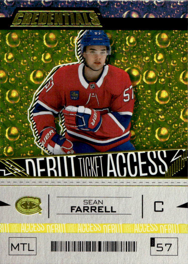 Rookie Debut Ticket Acess Yellow SEAN FARRELL 23-24 UD Credentials