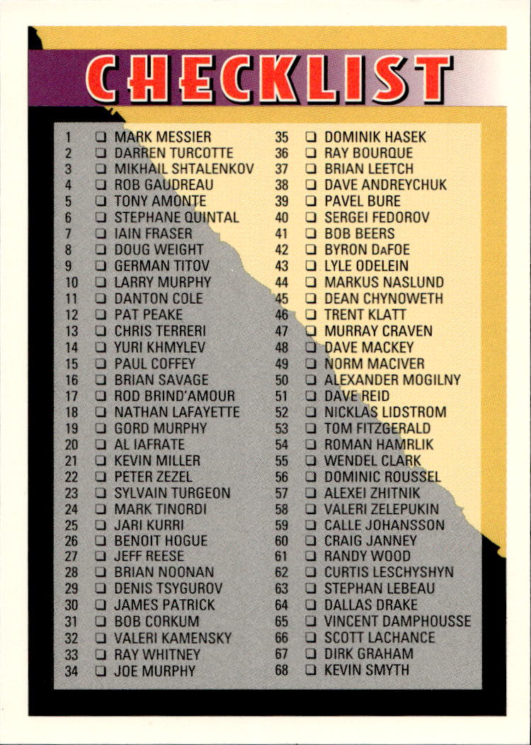 CHECKLIST 94-95 Topps Premier