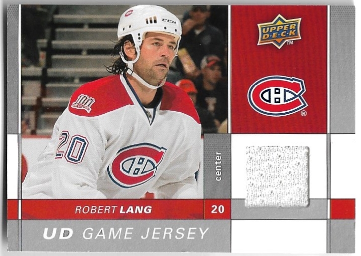 UD Game Jersey ROBERT LANG 09-10 UD Series 1 (horší hrany)