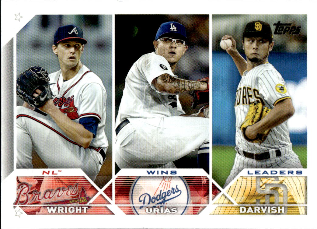 Wins Leaders WRIGHT/URIAS/DARVISH 2023 Topps Series 1 Baseball