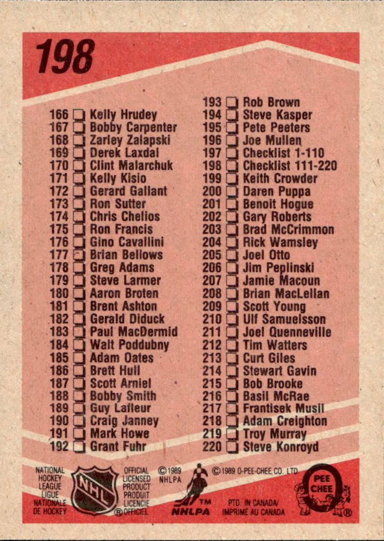 Checklist 89-90 O-Pee-Chee