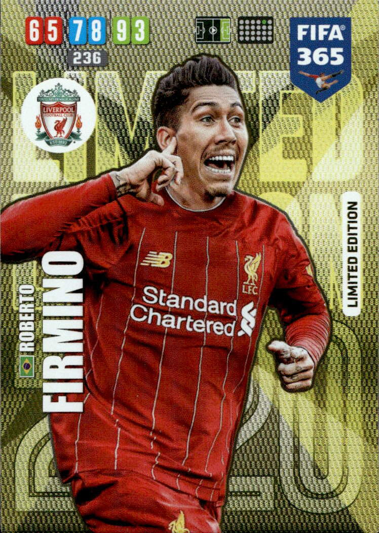 Limited Edition FIRMINO 2020 Panini FIFA 365 (špatné růžky z plechovky)