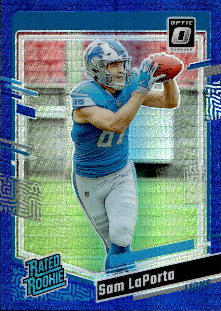 Blue Hyper Prizm Rated Rookie SAM LAPORTA 2023 Panini Donruss Optic Football