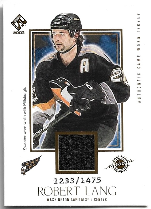 Jersey Game Worn ROBERT LANG 02-03 Pacific Private Stock Reserve /1475